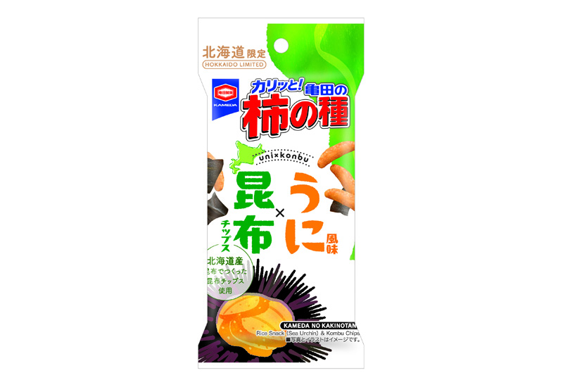 北海道限定 37g 亀田の柿の種 うに風味×昆布チップス